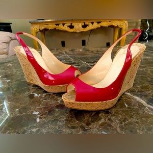 Christian Louboutin Red Cork Wedge